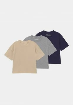 Friboo 3 PACK - T-Shirt Basic - Grey/dark Blue/tan, Kinder