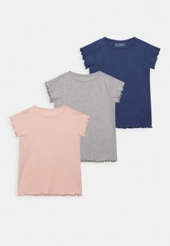 Friboo 3 PACK GIRL RIB TEE - T-Shirt Basic - 401 - Light Pink_102 - Grey_503 - Dark Blue, Kinder