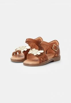 Friboo LEATHER SANDALS - Riemensandalette - Gold/cognac, Kinder